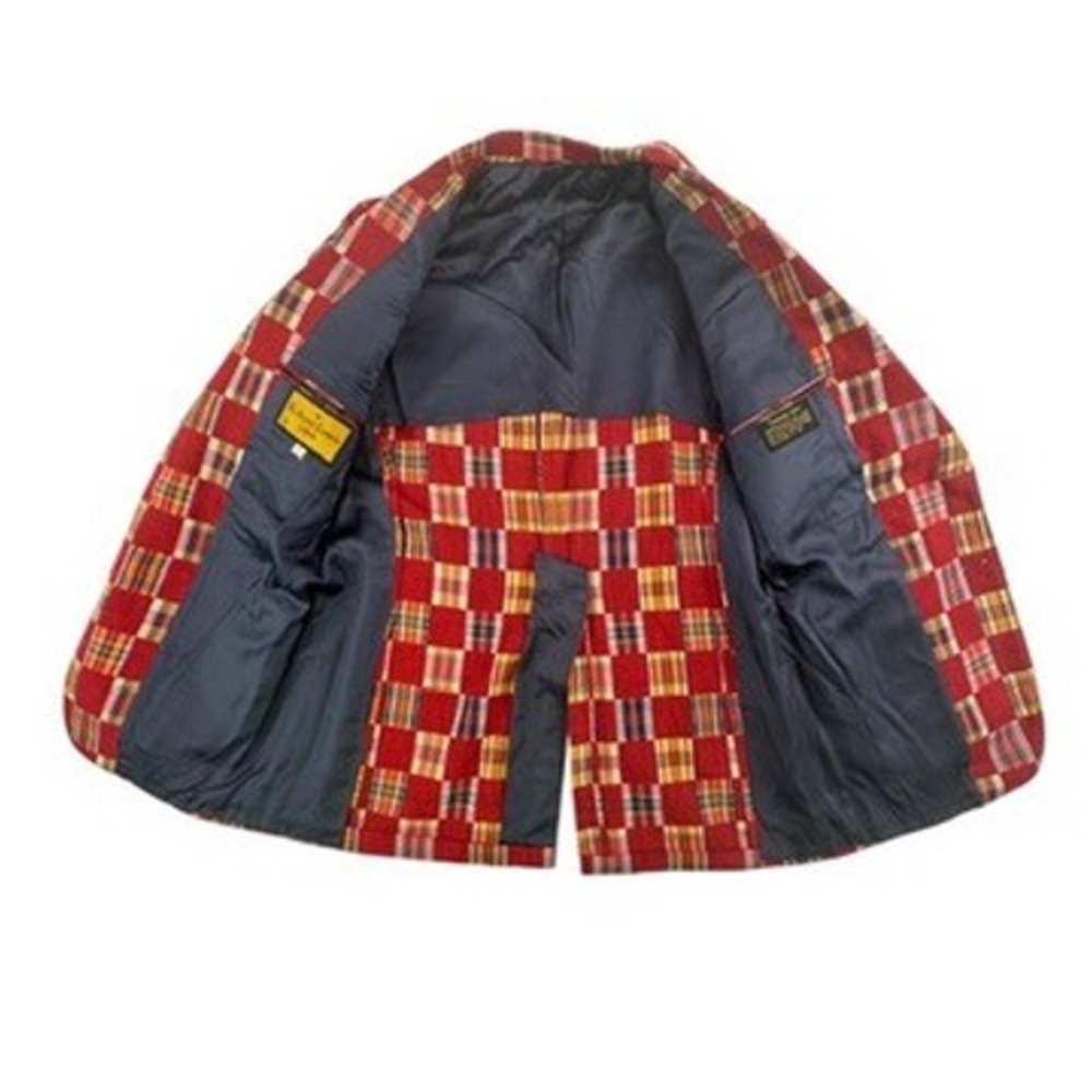 Robert Lewis Idea 42 L Mens Blazer Vintage‎ Patchwork Plaid Red Multi Sport Coat - Picture 3 of 13